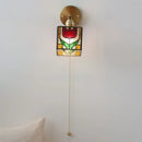 GobekUsa Colorful Square Glass LED Wall Lights with Pull Chain Switch - Tiffany Style