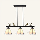 GobekUsa Tiffany Style Conic Island Pendant Light - Stainless Glass with Bird Decoration