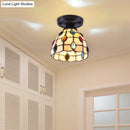 GobekUsa Tiffany Style Handcrafted Glass Ceiling Mounted Light - Shaded Semi Flush Mount, 1-Light