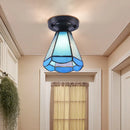 GobekUsa Tiffany Style Handcrafted Glass Ceiling Mounted Light - Shaded Semi Flush Mount, 1-Light