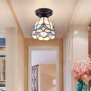 GobekUsa Tiffany Style Handcrafted Glass Ceiling Mounted Light - Shaded Semi Flush Mount, 1-Light