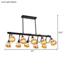 GobekUsa Tiffany Style Kitchen Island Lighting: Dome Shade Hanging Lamp with Blue/Orange & Yellow Stainless Glass (6/10 Lights)
