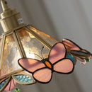 GobekUsa Butterfly Glass Flower LED Pendant Lamp – Tiffany Style Adjustable Hanging Lamp