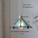 GobekUsa Butterfly Glass Flower LED Pendant Lamp – Tiffany Style Adjustable Hanging Lamp