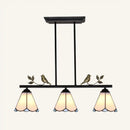 GobekUsa Tiffany Style Conic Island Pendant Light - Stainless Glass with Bird Decoration