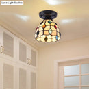 GobekUsa Tiffany Style Handcrafted Glass Ceiling Mounted Light - Shaded Semi Flush Mount, 1-Light