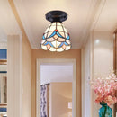 GobekUsa Tiffany Style Handcrafted Glass Ceiling Mounted Light - Shaded Semi Flush Mount, 1-Light