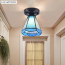 GobekUsa Tiffany Style Handcrafted Glass Ceiling Mounted Light - Shaded Semi Flush Mount, 1-Light