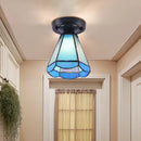 GobekUsa Tiffany Style Handcrafted Glass Ceiling Mounted Light - Shaded Semi Flush Mount, 1-Light