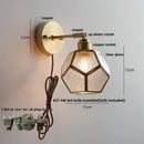 GobekUsa Colorful Square Glass LED Wall Lights with Pull Chain Switch, Tiffany Style