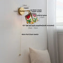 GobekUsa Colorful Square Glass LED Wall Lights with Pull Chain Switch, Tiffany Style