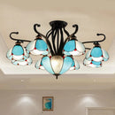 GobekUsa Handcrafted Tiffany Glass Chandelier for Living Room Ceiling