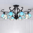 GobekUsa Handcrafted Tiffany Glass Chandelier for Living Room Ceiling
