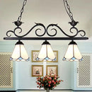 GobekUsa Tiffany Style Island Chandelier Light - White Conic Shade Pendant Lamp with Stainless Glass (3 Bulbs)
