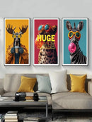GobekUsa Tiger Canvas Wall Art Print - Vibrant Animal Bubble Style