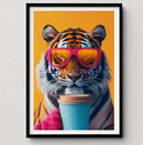 GobekUsa Tiger Canvas Wall Art Print - Vibrant Animal Bubble Style