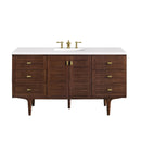 James Martin Amberly 60" Dual Mount Single Bathroom Vanity, Mid-Century Walnut