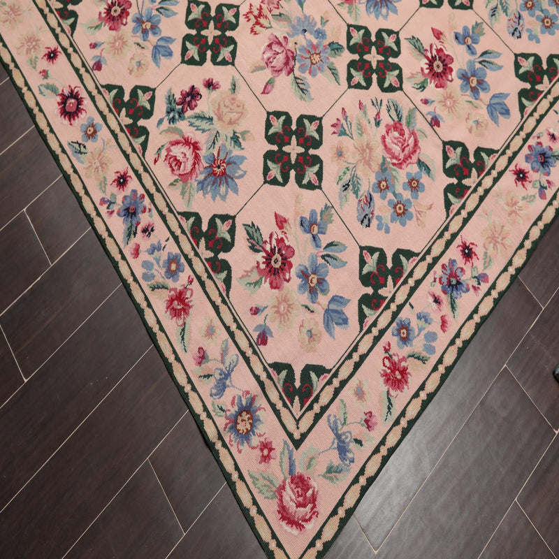 5'9" x 8'9" Hand Woven Traditional French Aubusson Needlepoint Area Rug Apricot