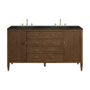 James Martin Myrrin 60" Double Bathroom Vanity, Mid-Century Walnut