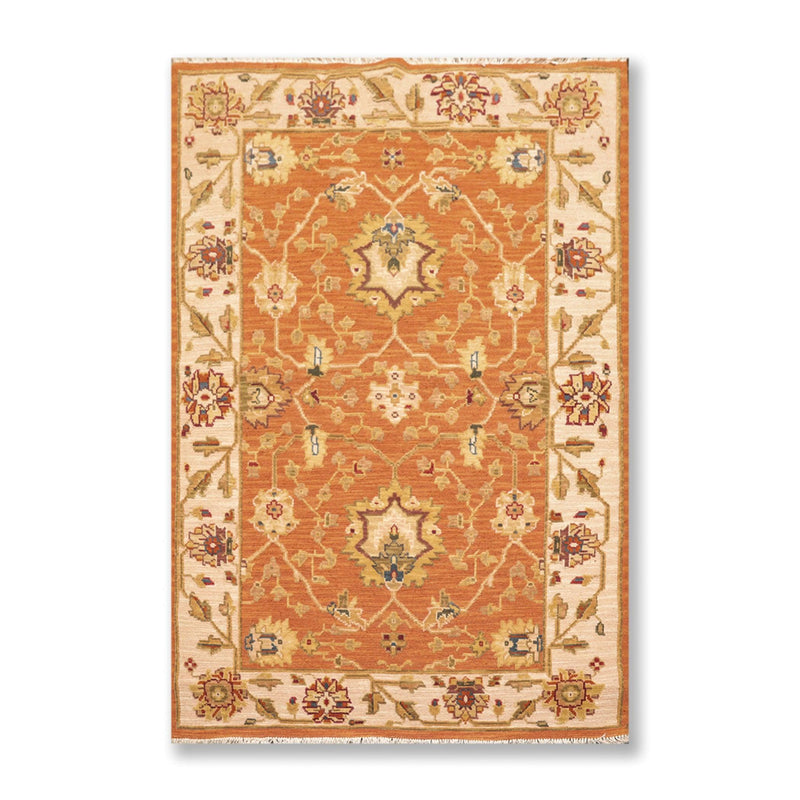 3'10" x 5'10" Hand Knotted Wool High Low Pile Area Rug Orange
