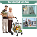 Folding Shopping Cart Basket Rolling Trolley with Adjustable Handle by LJGDeals