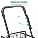Folding Shopping Cart Basket Rolling Trolley with Adjustable Handle by LJGDeals