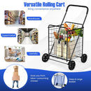 Portable Folding Shopping Cart Utility for Grocery Laundry-Black by DirectDeals
