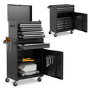 2-in-1 Tool Chest and Cabinet with 5 Sliding Drawers-Black by LJGDeals
