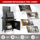 2-in-1 Tool Chest and Cabinet with 5 Sliding Drawers-Black by LJGDeals