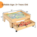 Children's Wooden Railway Set Table with 100 Pieces Storage Drawers by LJGDeals