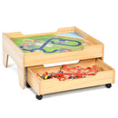 Children's Wooden Railway Set Table with 100 Pieces Storage Drawers by LJGDeals