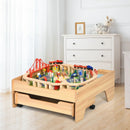 Children's Wooden Railway Set Table with 100 Pieces Storage Drawers by LJGDeals
