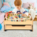 Children's Wooden Railway Set Table with 100 Pieces Storage Drawers by LJGDeals