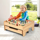 Children's Wooden Railway Set Table with 100 Pieces Storage Drawers by LJGDeals