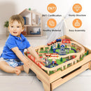 Children's Wooden Railway Set Table with 100 Pieces Storage Drawers by LJGDeals