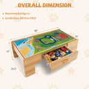 Kids Double-Sided Wooden Train Table Playset with Storage Drawer by LJGDeals