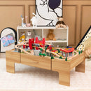 Kids Double-Sided Wooden Train Table Playset with Storage Drawer by LJGDeals