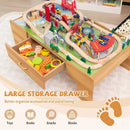 Kids Double-Sided Wooden Train Table Playset with Storage Drawer by LJGDeals