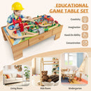Kids Double-Sided Wooden Train Table Playset with Storage Drawer by LJGDeals