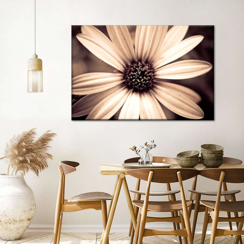 Detailed Sepia Flower Wall Art