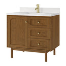 James Martin Laurent 36" Dual Mount Single Bathroom Vanity, Honey Oak