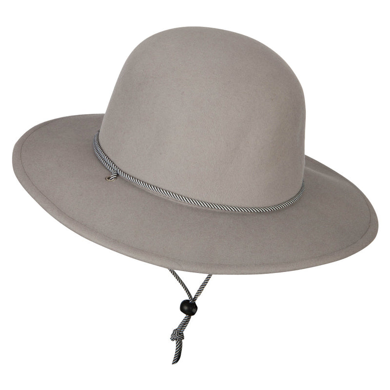 Women's Wool Satin Rope Band Detailed with Chin Cord Boho Style Brim Bucket Hat