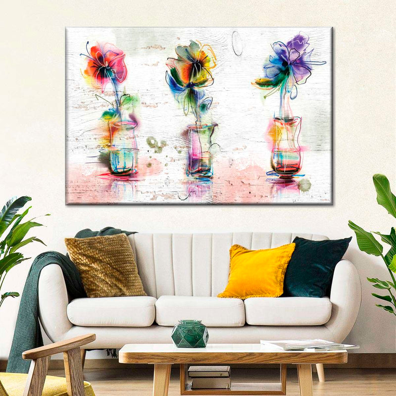Rustic Colorful Flowers Wall Art