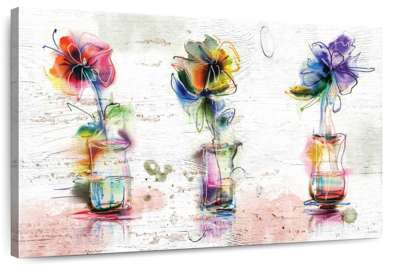 Rustic Colorful Flowers Wall Art