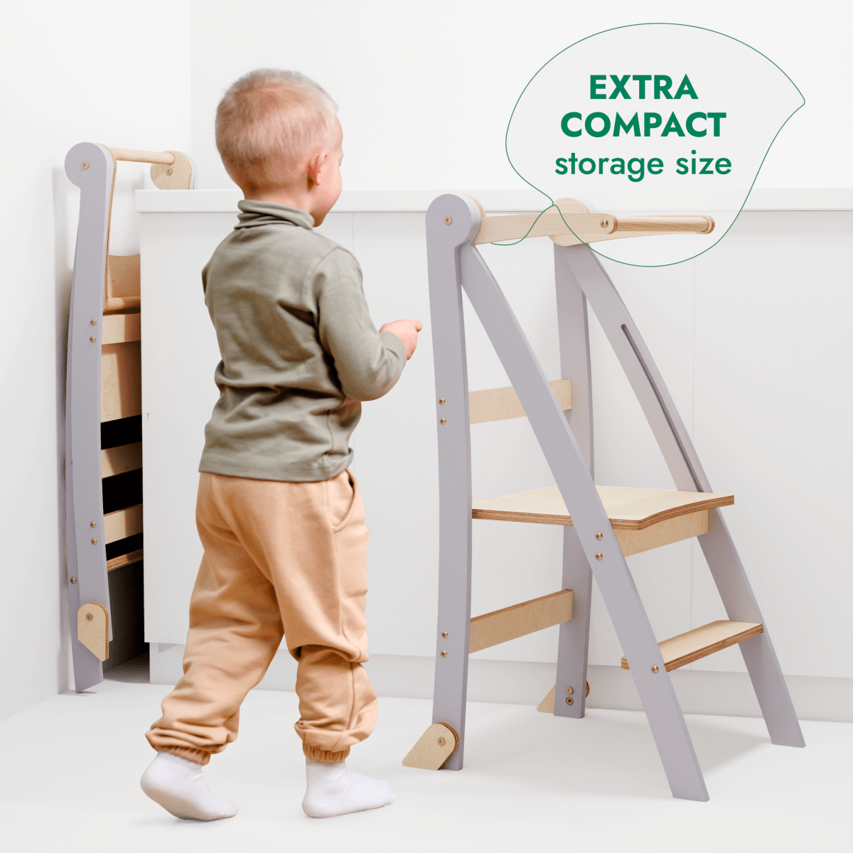 Toddler Tower: Foldable Step Stool for Toddlers - Gray, photo 5 of 9