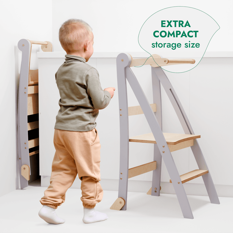 Toddler Tower: Foldable Step Stool for Toddlers - Gray, photo 5 of 9