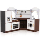 Corner Kids Play Kitchen with Washing Machine and Ice Maker Gift for Boys Girls by LJGDeals