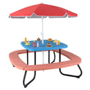 Toddler Outdoor Activity Table with Adjustable and Collapsible Umbrella-Blue
