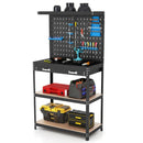 Tool Storage Workbench with Pegboard with 14 Hanging Accessories for Garage by LJGDeals