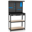 Tool Storage Workbench with Pegboard with 14 Hanging Accessories for Garage by LJGDeals